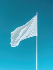 White flag flying in wind