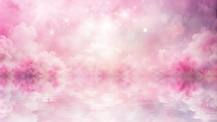 Fototapeta premium Soft and dreamy pink watercolor background with a mirrored reflection, artistic, artistic, calm, art, soft, tranquil, abstract, serene, gentle,watercolor, texture, design