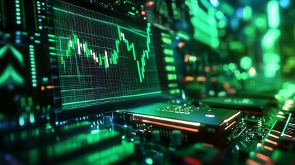 Fototapeta premium green market stock charts