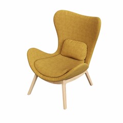 armchair isolated on white background, comfortable furniture for home interior, 3D illustration, cg render