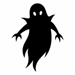 black and white ghost isolated on white, Halloween ghost vector illustration, halloween monsters vector art, ghost silhouette, monsters vector icon, eps