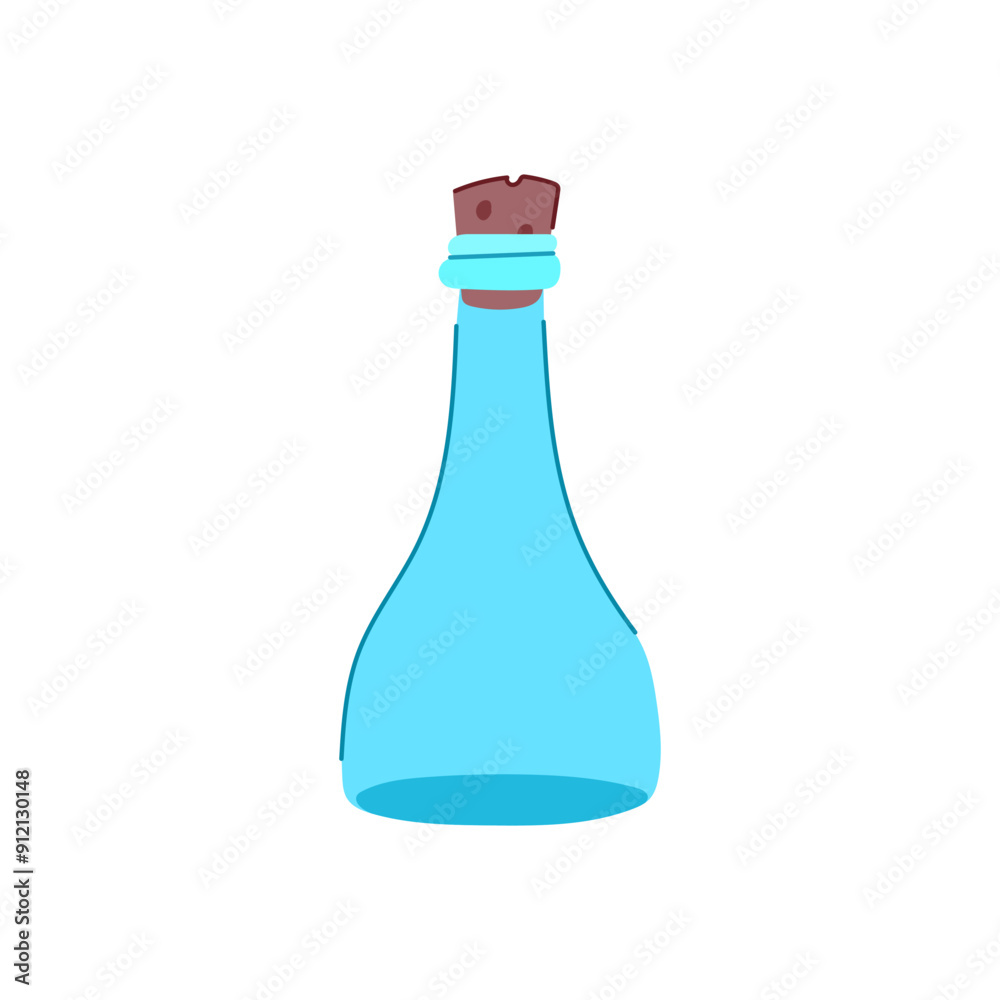 Sticker blank glass bottle cartoon. clear cap, empty container, liquid water blank glass bottle sign. isolat