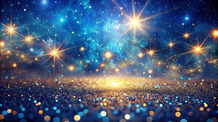 Fototapeta premium Magical Starry Night Sky with Bokeh Lights and Shimmering Particles