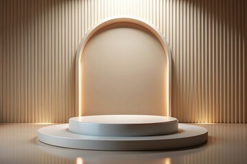 Minimalist mockup with blank stage and round podium for showcasing modern abstract backgrounds, template, modern, podium, platform, mockup, stage, minimalist,showcase, background, exhibit