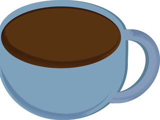 Blue Coffee Cup Filled with Dark Coffee