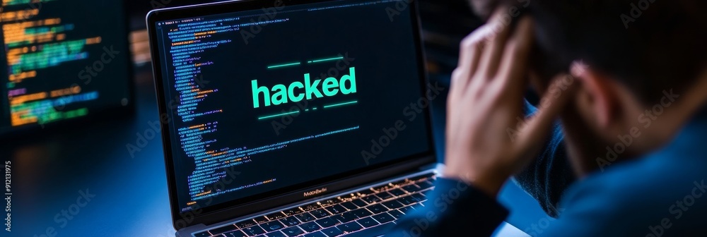 Poster a laptop screen with the text 