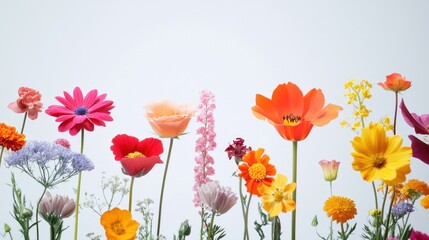 Fototapeta premium Colorful Flowers on White Background