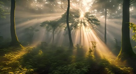 sun rays in the forest