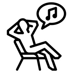 hum or sing a song in chill mood outline icon
