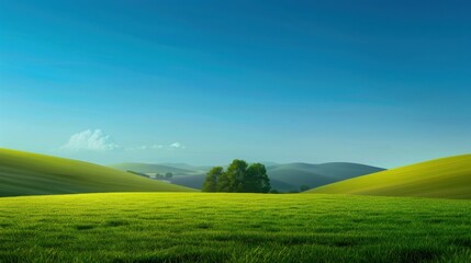 Fototapeta premium Serene Rolling Hills Under a Clear Blue Sky
