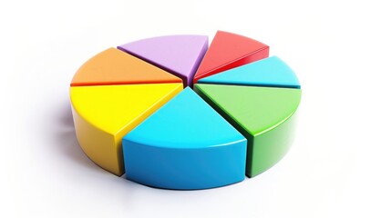 Obraz premium A colorful pie chart on a white surface, ideal for presentations and reports