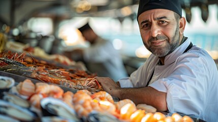 Seafood Chef Posing with Fresh Catch