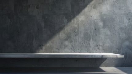 A concrete table background with a smooth, gray surface and a minimalist design, perfect for modern product photography, architectural themes, or contemporary designs