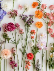 Obraz premium Multicolored Flowers White Background