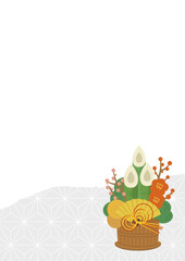 門松と麻の葉文様のフレーム