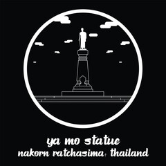 Obraz premium Circle Icon Ya Mo Statue. Vector illustration