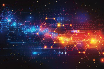Obraz premium Abstract Medical Background With Data Visualization and Light Trails