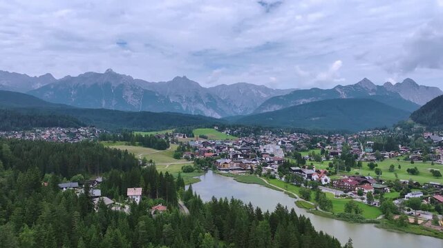 Panorama Of The Seefeld Resort In Summer, Tyrol, Austria, Aerial View