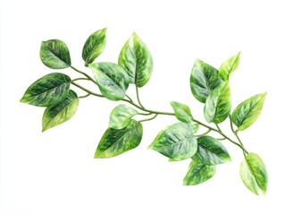 Watercolor Green Leaf Plant