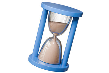 3d Sand Clock icon symbol on isolated purple background. Time management, Time to sleep, Time to work, countdown concept. 3d Minimal cartoon hourglass sand clock. 3d render.
