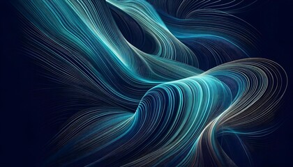 Obraz premium Abstract wavy lines dynamic and flowing visual effect in shades of blue