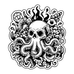 octopus with floral design