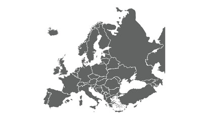 Europe map isolated on white background. for website layouts, background,education,precise, customizable,Travel worldwide, map silhouette backdrop, earth geography, political,reports.