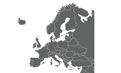 Obraz premium Europe map isolated on white background. for website layouts, background,education,precise, customizable,Travel worldwide, map silhouette backdrop, earth geography, political,reports.