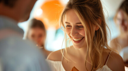 A bridal shower with guests playing games and giving gifts to the bride-to-be,