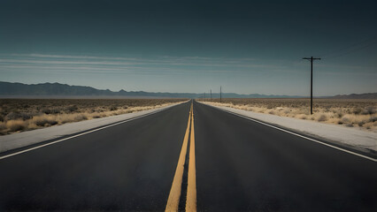 A landscape of an asphalt highway road