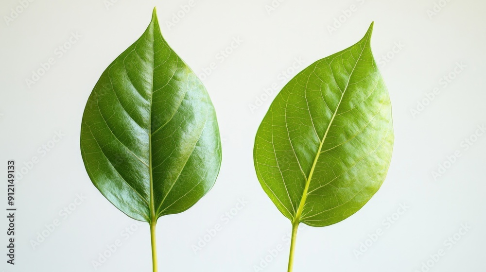 Wall mural green leaves on table