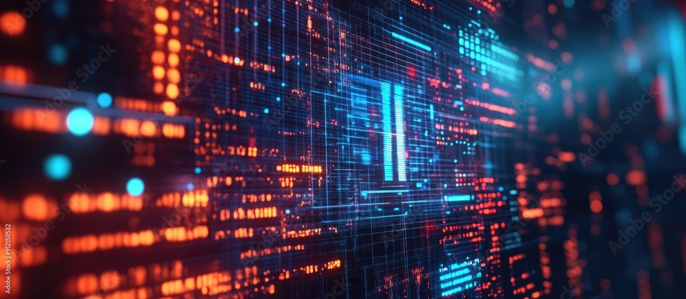 Poster 3d rendered text of ai technology with screen effect illustrating technological glitches and interfe