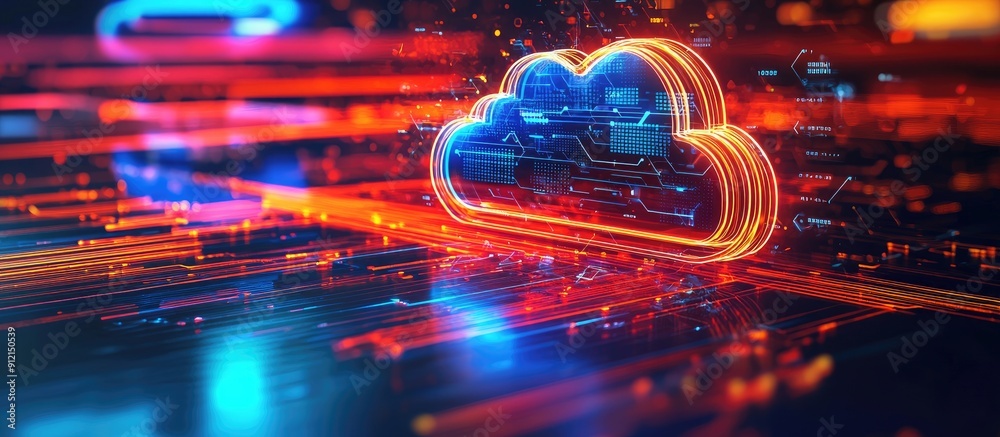 Poster 3D Rendering of Cloud Computing and Internet Technology Concepts with Focus on Network Security
