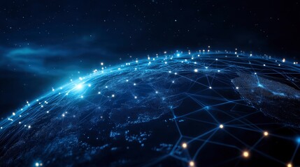 Fototapeta premium Global business network, digital technology, data exchange concept. Business Intelligence and cloud computing, digital marketing, with generative ai