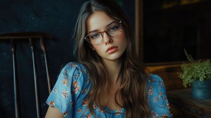 Fototapeta premium Woman with glasses working at desk