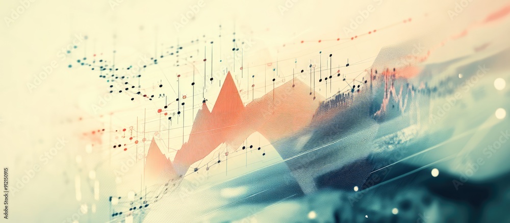 Poster abstract representation of financial data and statistics analysis on a light background concept of g