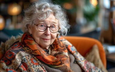 An adult Scandinavian person is seated comfortably, reading a book, surrounded by warm, inviting decor and natural light