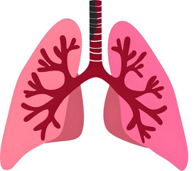 Obraz premium Flat Sticker Icon of Pink Lungs with Red Trachea for Medical and Healthcare Infographics or UI