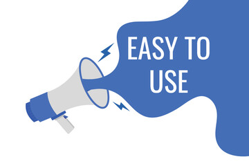 easy to use button, banner, label, template for website. easy to use text with colorful megaphone icon
