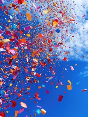 Confetti Falling From Blue Sky