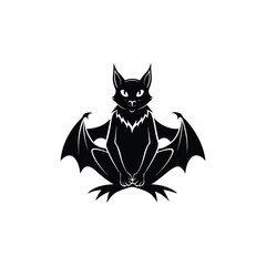 Creative Bat Silhouette Hanging Upside Down Vector Art