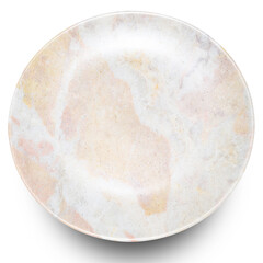 Empty Brown circle marble plate isolated on white background.