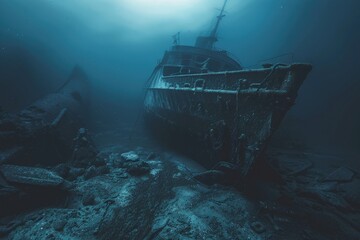 Fototapeta premium A boat floating in calm waters