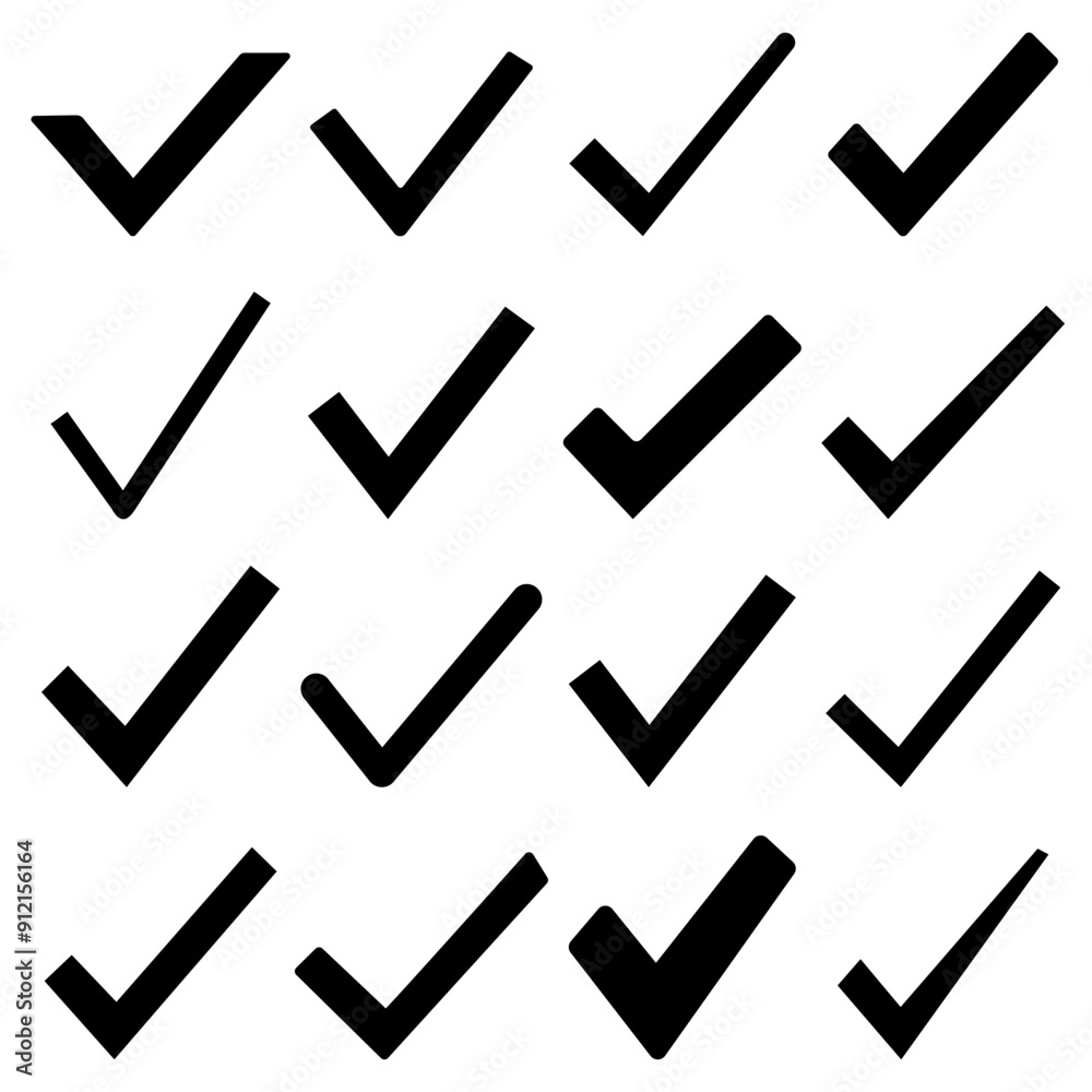 Canvas Prints check mark icons set. black check mark on white background. approved symbol. vector illustration