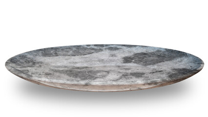 Grey circle marble plate isolated on white background.