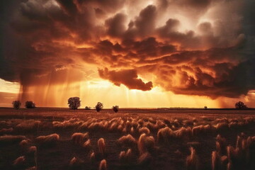 crowd of people at sunset