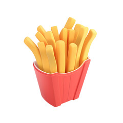 french fries 3d realistic icon illustration isolated on transparent background