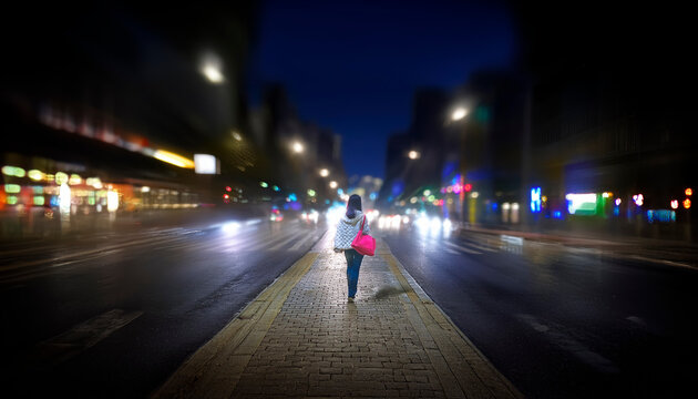 Junge Frau in der Anonymit&auml;t der Gro&szlig;stadt