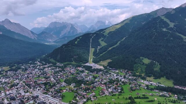 Panorama Of The Seefeld Resort In Summer, Tyrol, Austria, Aerial View
