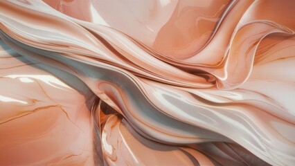 Fototapeta premium abstract digital artwork featuring fluid shapes in soft peach and cream tones, evoking a sense of movement and elegance.